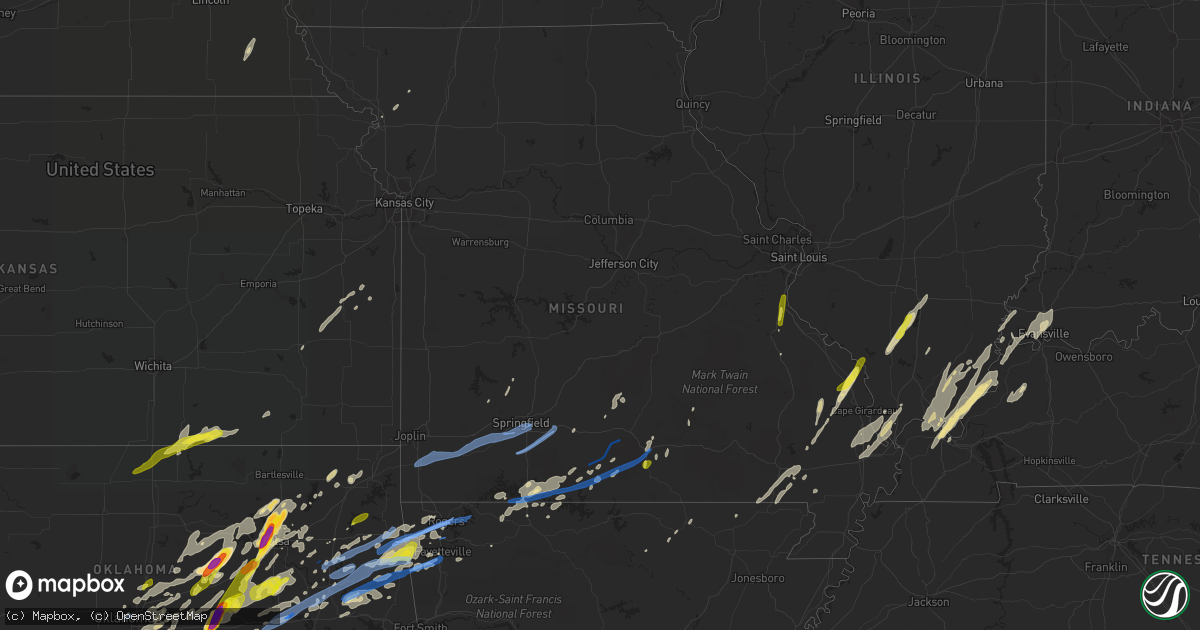 Hail map in Missouri on October 20, 2019