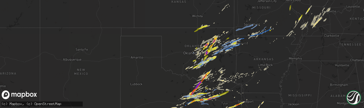 Hail map in Oklahoma on October 20, 2019