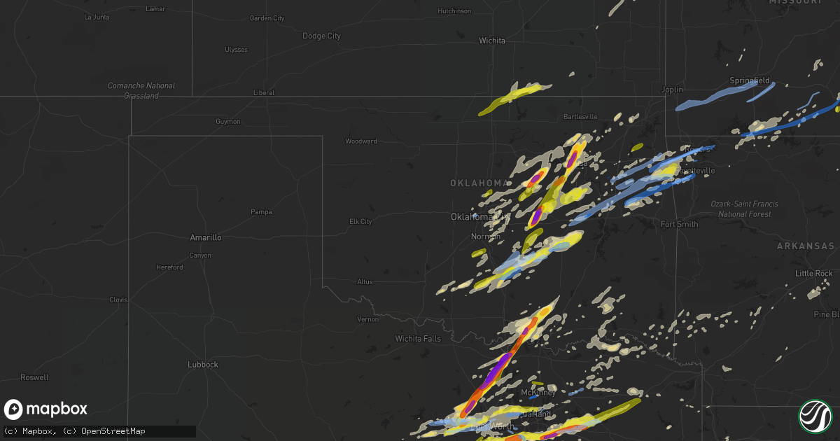 Hail map in Oklahoma on October 20, 2019