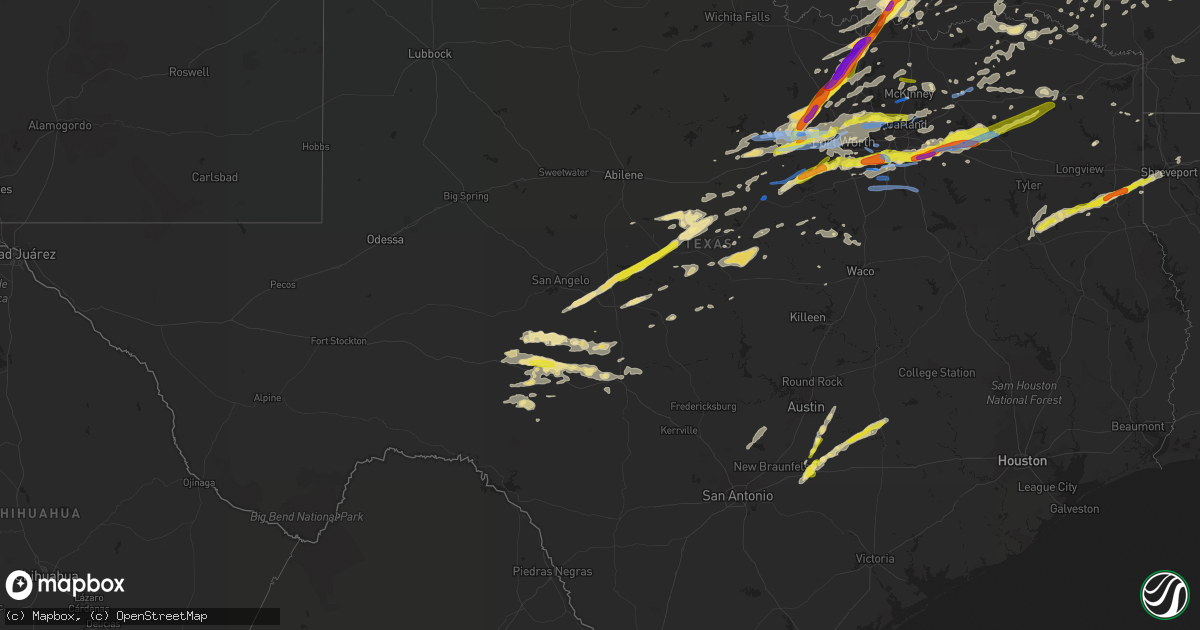 Hail map in Texas on October 20, 2019