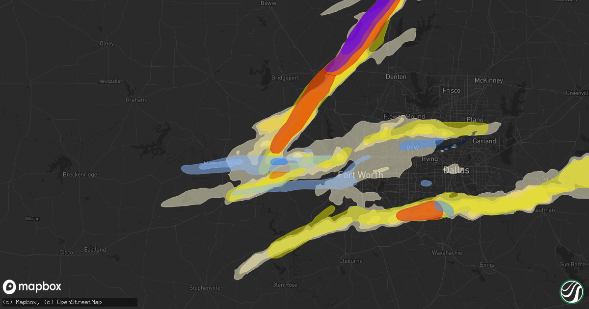 Hail map in Weatherford, TX on October 20, 2019