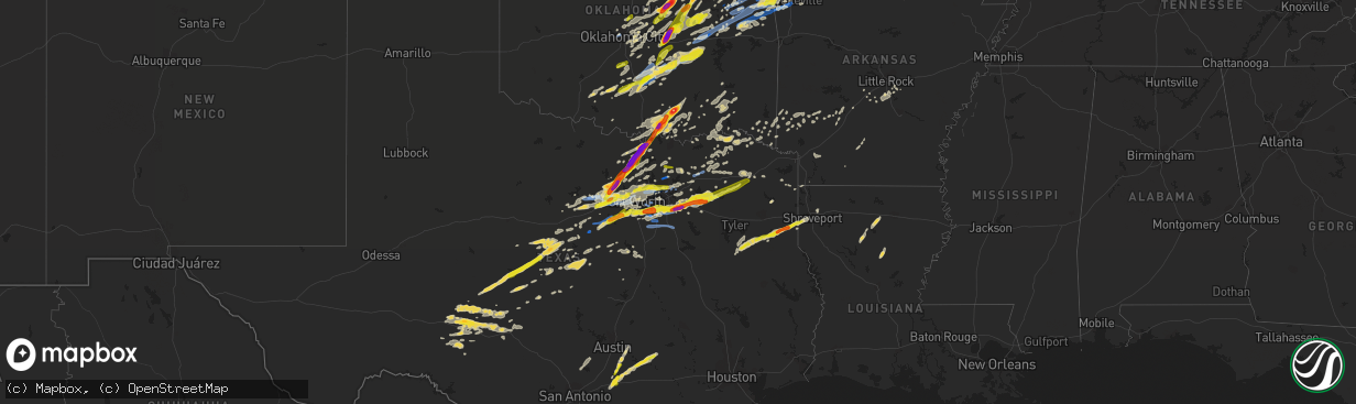 Hail map on October 20, 2019