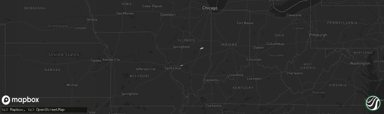 Hail map in Illinois on October 20, 2020