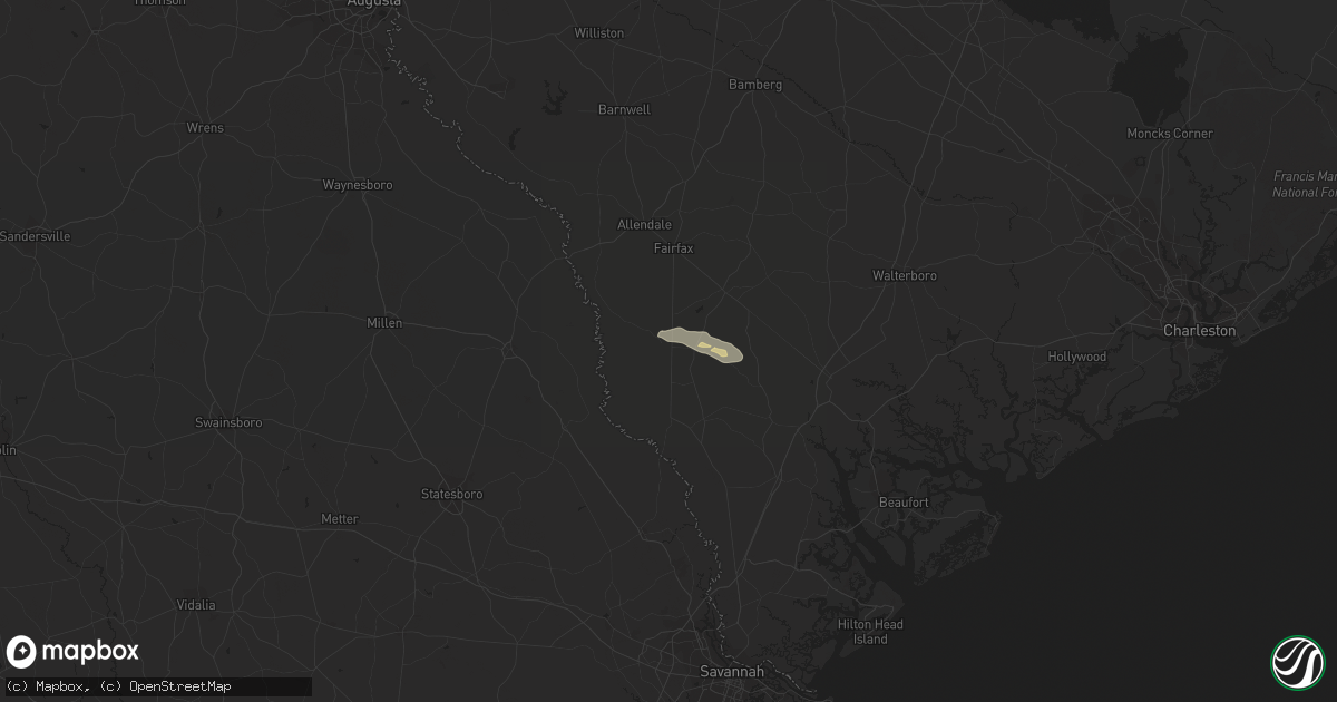 Hail map in Estill, SC on October 20, 2023