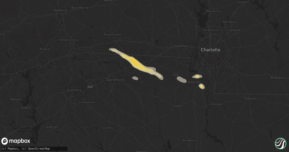 Hail map in Gaffney, SC on October 20, 2023