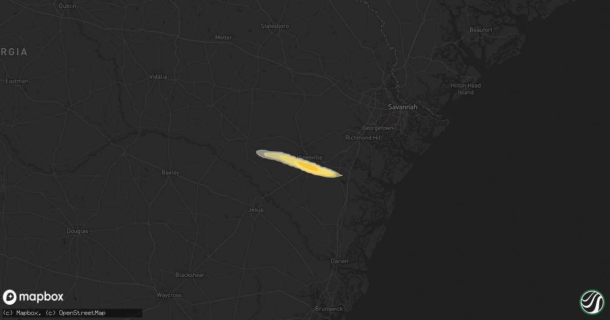 Hail map in Hinesville, GA on October 20, 2023