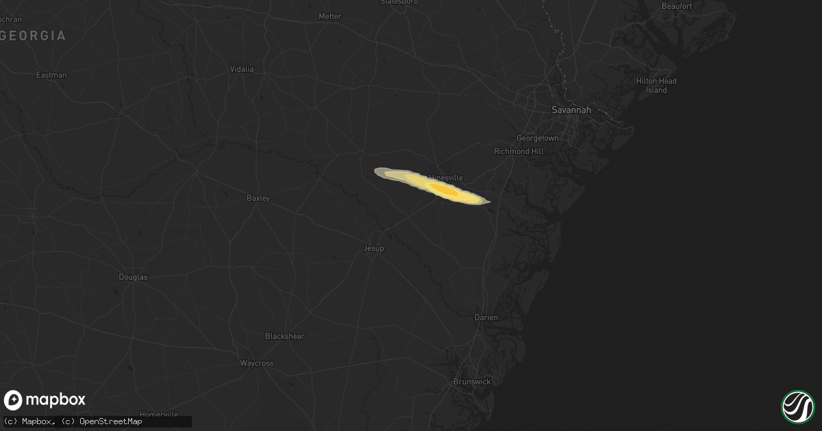 Hail map in Ludowici, GA on October 20, 2023