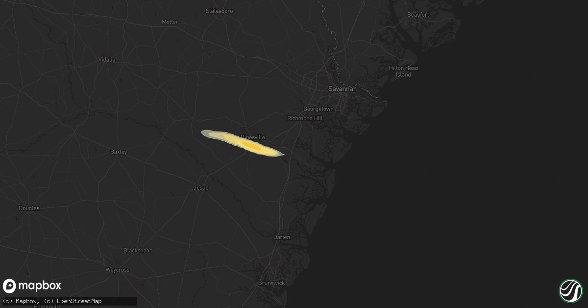 Hail map in Midway, GA on October 20, 2023