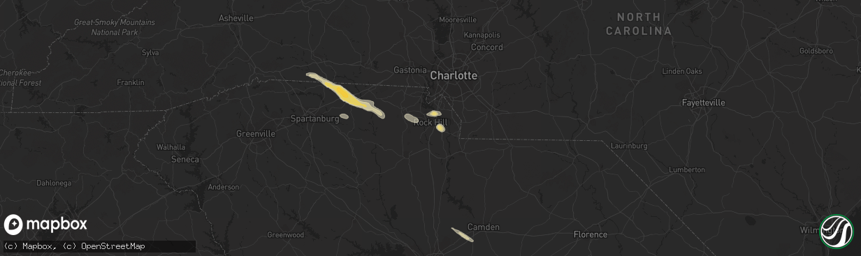 Hail map in Rock Hill, SC on October 20, 2023