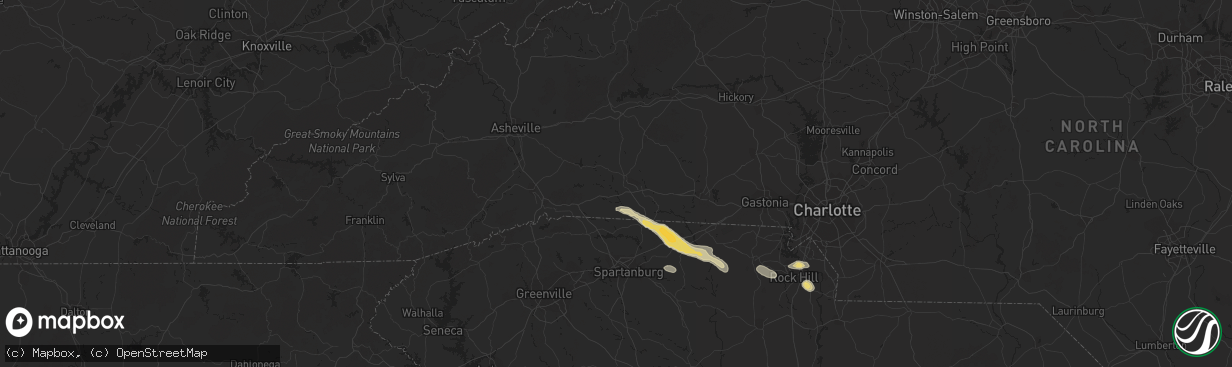 Hail map in Rutherfordton, NC on October 20, 2023