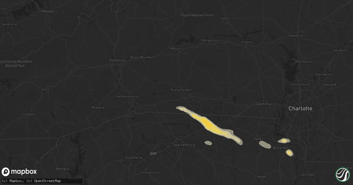 Hail map in Rutherfordton, NC on October 20, 2023