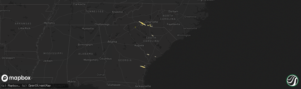 Hail map in South Carolina on October 20, 2023