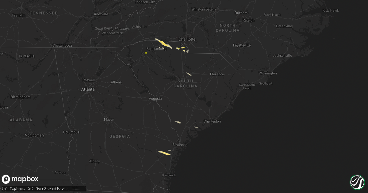 Hail map in South Carolina on October 20, 2023
