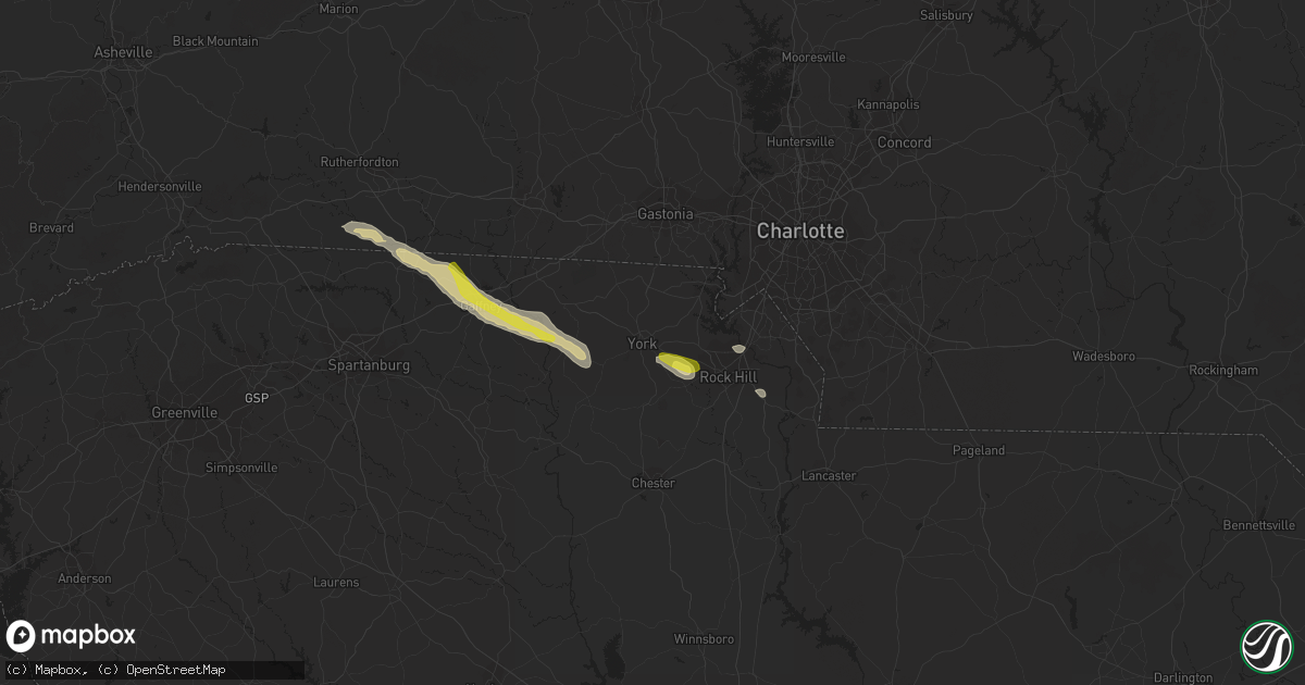 Hail map in York, SC on October 20, 2023
