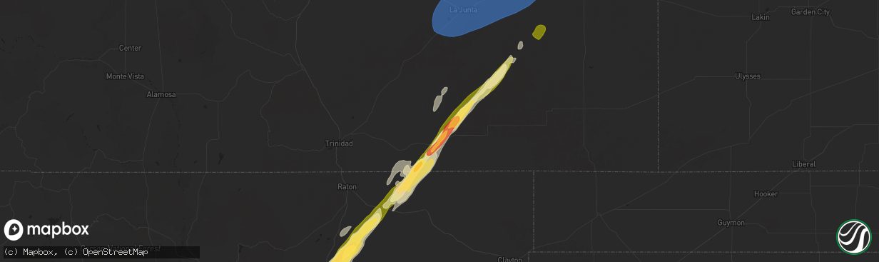 Hail map in Branson, CO on October 20, 2024