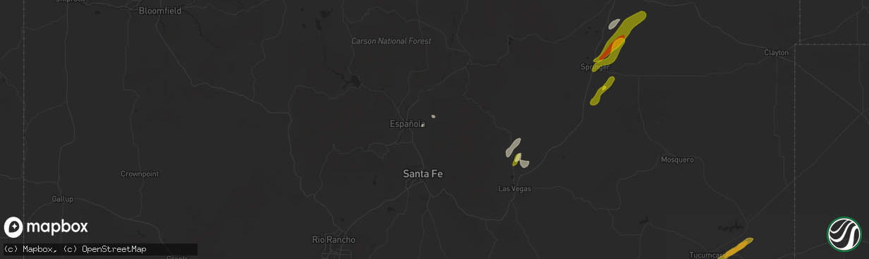 Hail map in Chimayo, NM on October 20, 2024