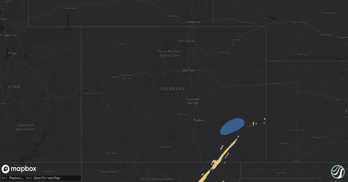Hail map in Colorado on October 20, 2024