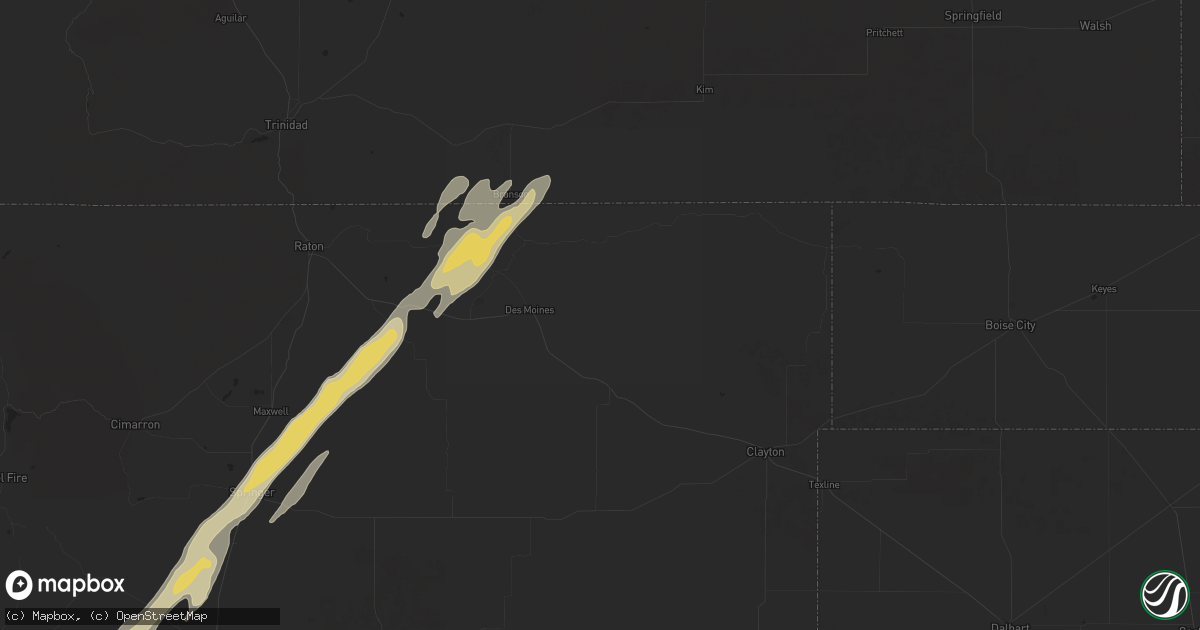 Hail map in Des Moines, NM on October 20, 2024