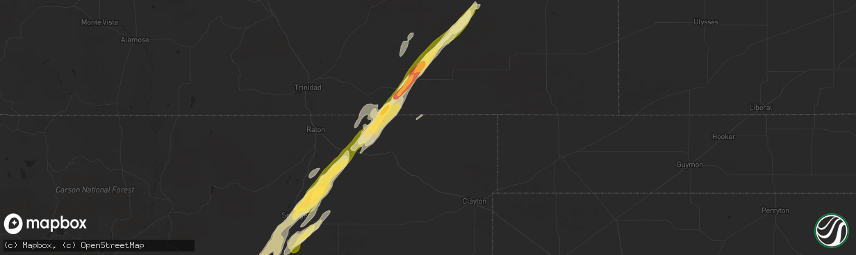 Hail map in Folsom, NM on October 20, 2024