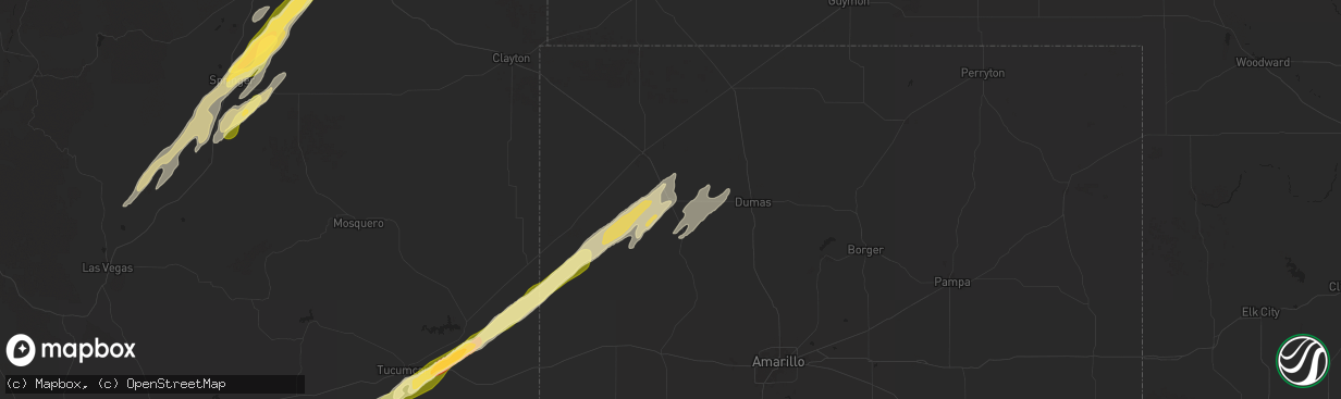 Hail map in Hartley, TX on October 20, 2024