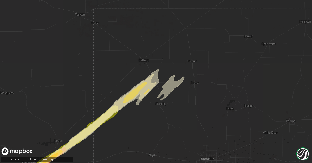 Hail map in Hartley, TX on October 20, 2024