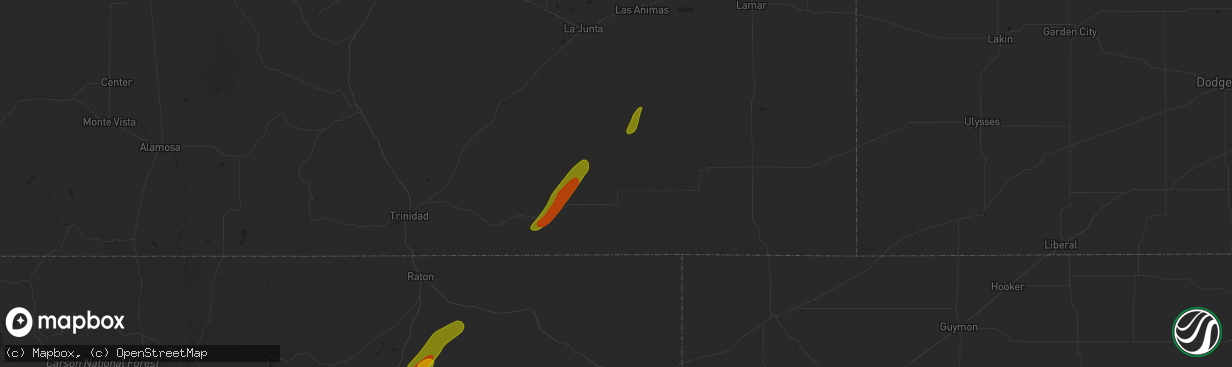 Hail map in Kim, CO on October 20, 2024