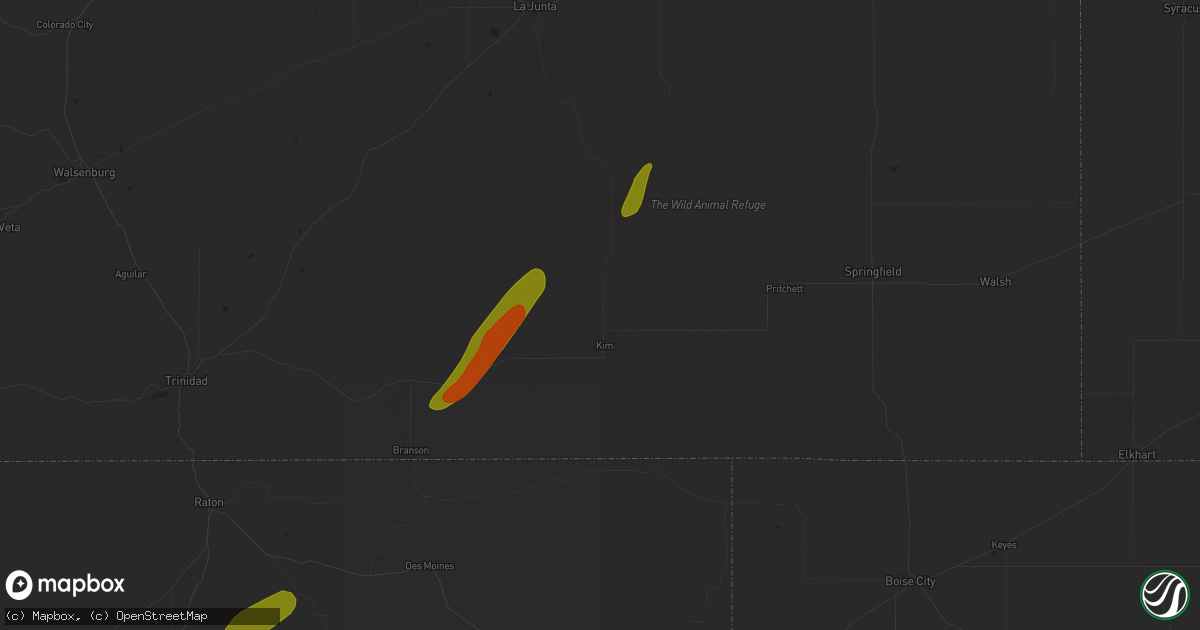 Hail map in Kim, CO on October 20, 2024