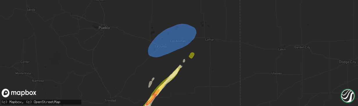 Hail map in Las Animas, CO on October 20, 2024