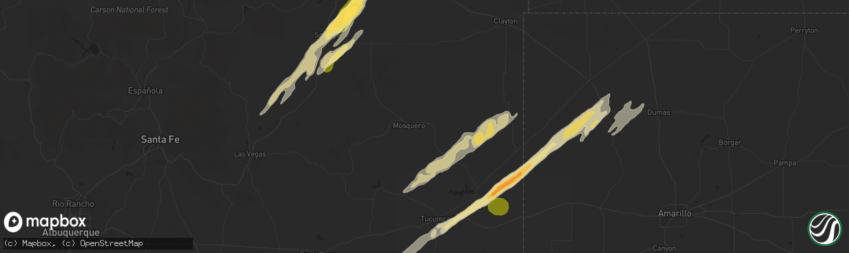 Hail map in Mosquero, NM on October 20, 2024