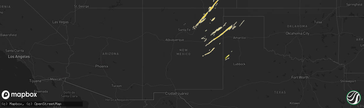 Hail map in New Mexico on October 20, 2024