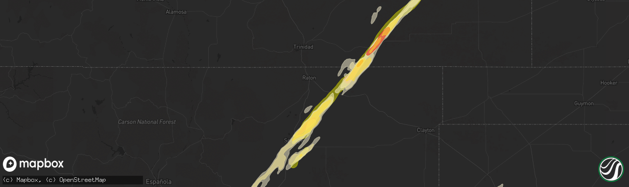 Hail map in Raton, NM on October 20, 2024