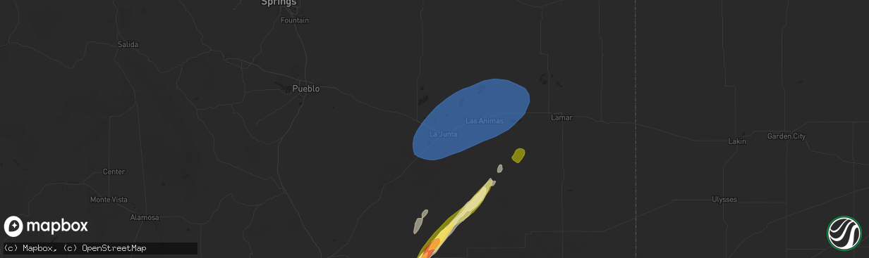 Hail map in Swink, CO on October 20, 2024