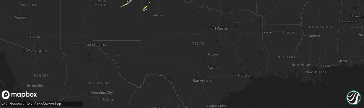 Hail map in Texas on October 20, 2024