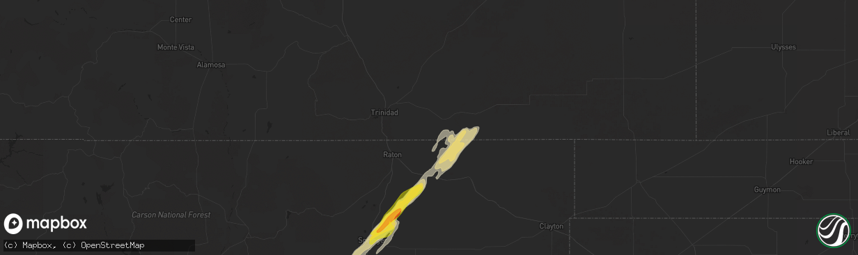 Hail map in Trinchera, CO on October 20, 2024