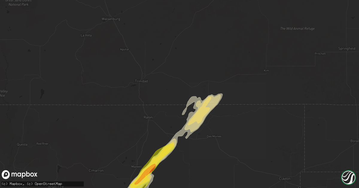 Hail map in Trinchera, CO on October 20, 2024