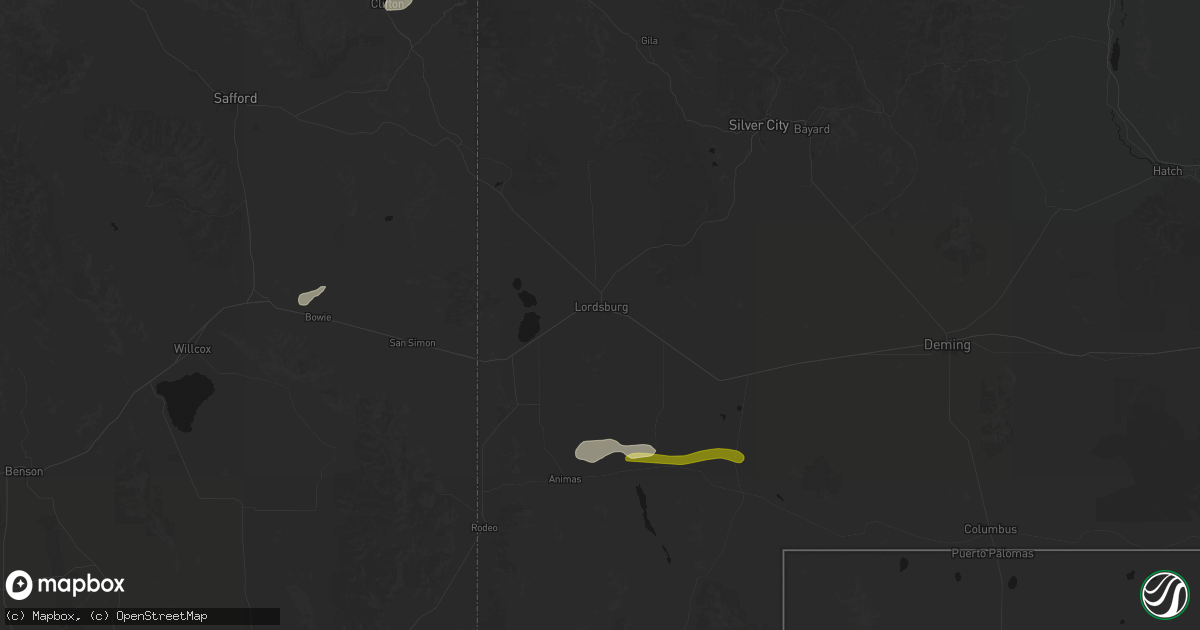 Hail map in Lordsburg, NM on October 20, 2026