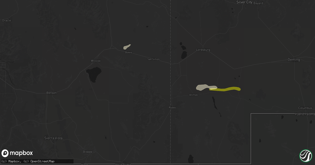 Hail map in San Simon, AZ on October 20, 2026