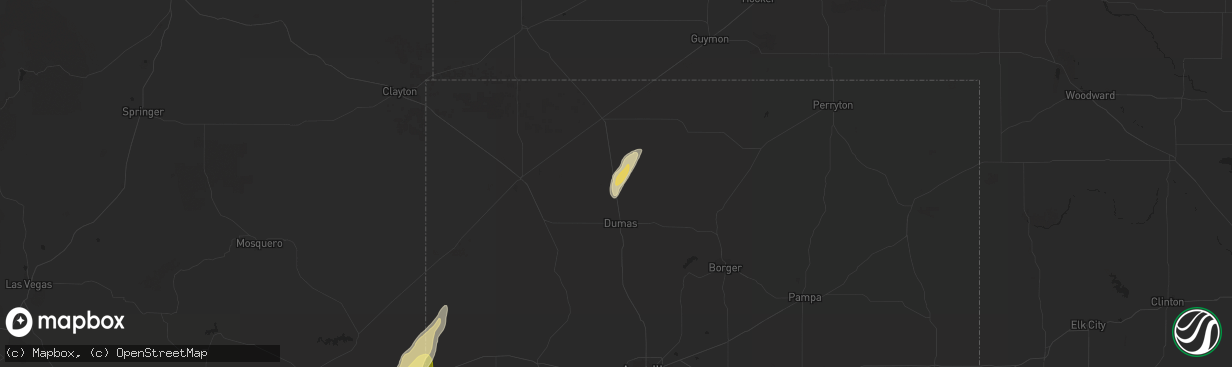 Hail map in Cactus, TX on October 21, 2015