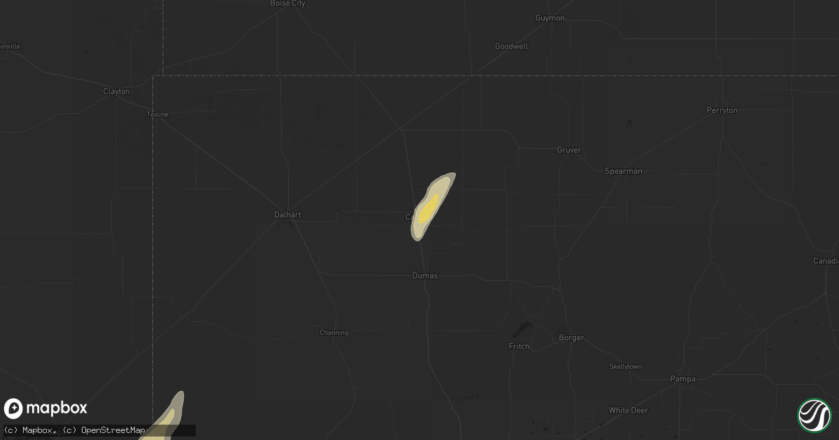 Hail map in Cactus, TX on October 21, 2015