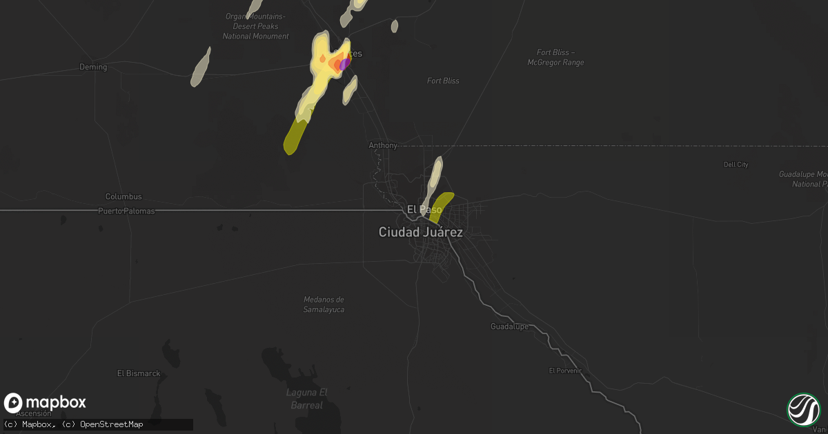 Hail map in El Paso, TX on October 21, 2015
