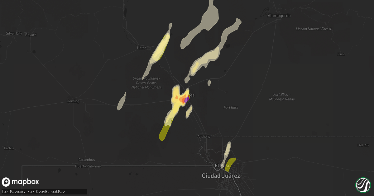 Hail map in Las Cruces, NM on October 21, 2015