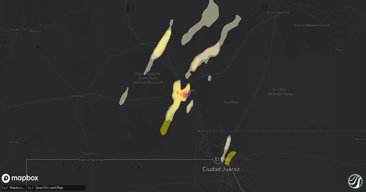 Hail map in Mesilla, NM on October 21, 2015