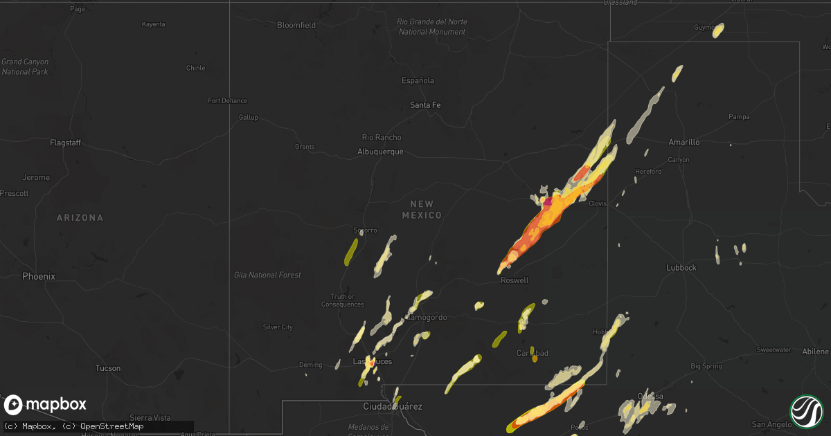 Hail map in New Mexico on October 21, 2015