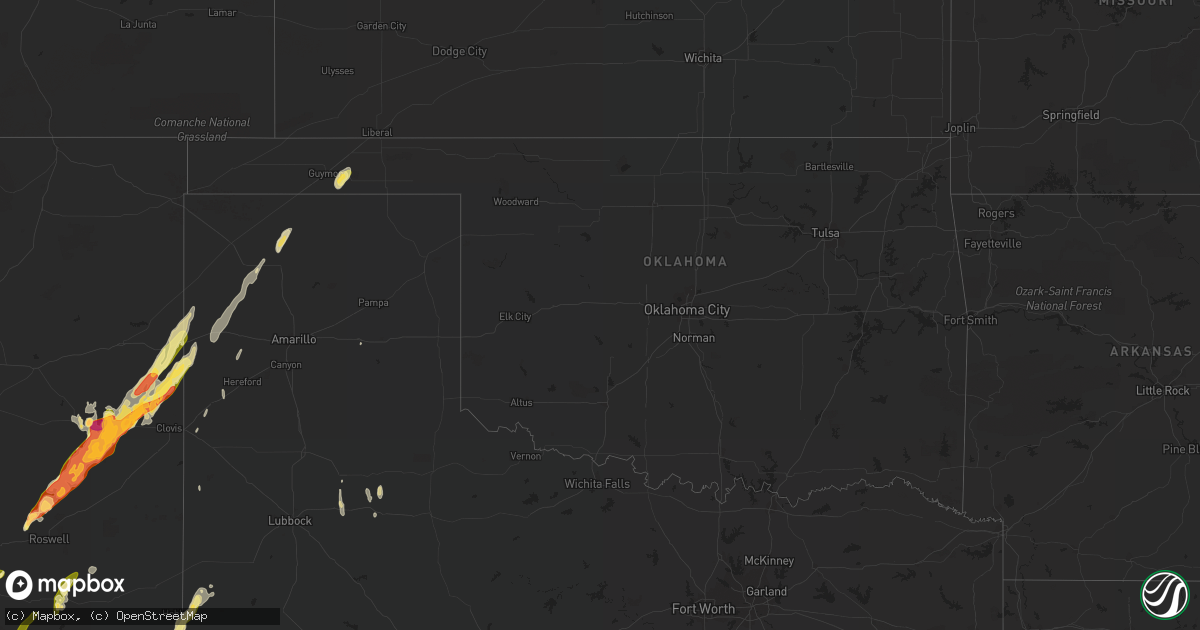 Hail map in Oklahoma on October 21, 2015