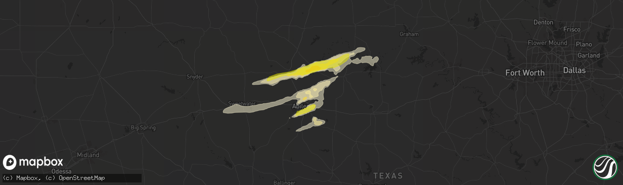 Hail map in Abilene, TX on October 21, 2017