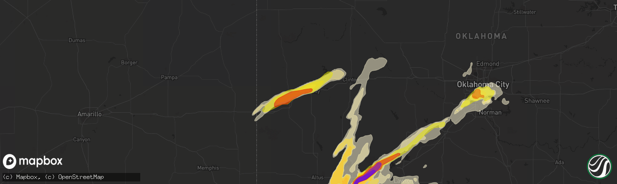 Hail map in Elk City, OK on October 21, 2017