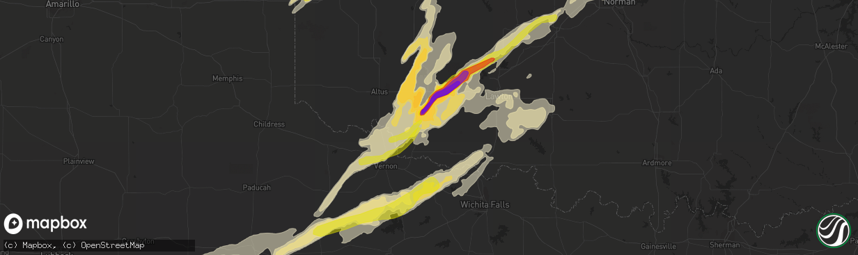 Hail map in Frederick, OK on October 21, 2017