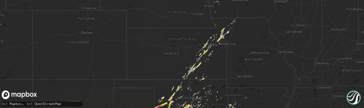 Hail map in Kansas on October 21, 2017