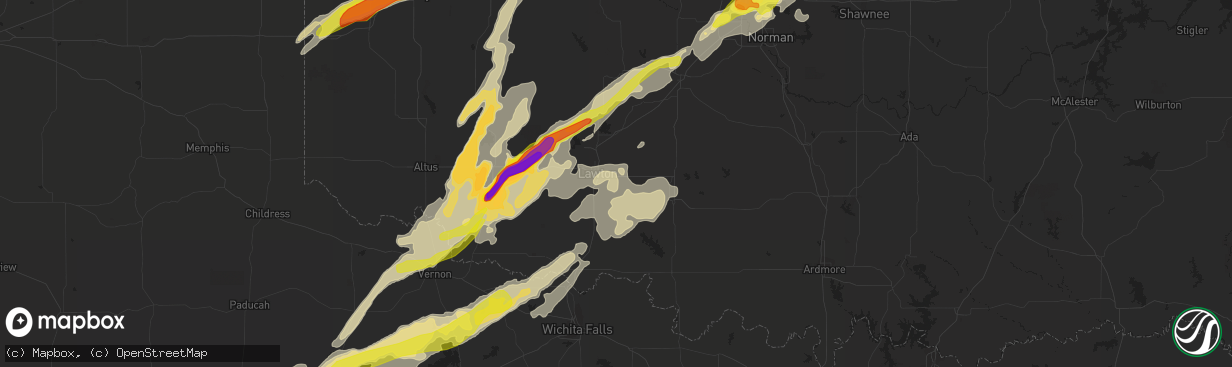 Hail map in Lawton, OK on October 21, 2017