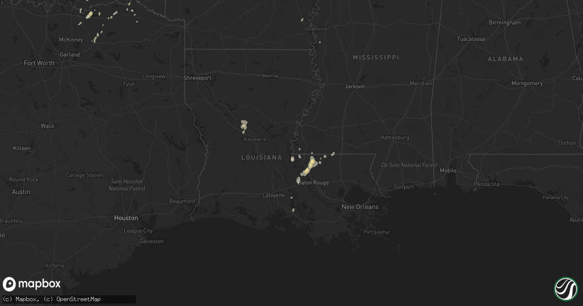Hail map in Louisiana on October 21, 2017